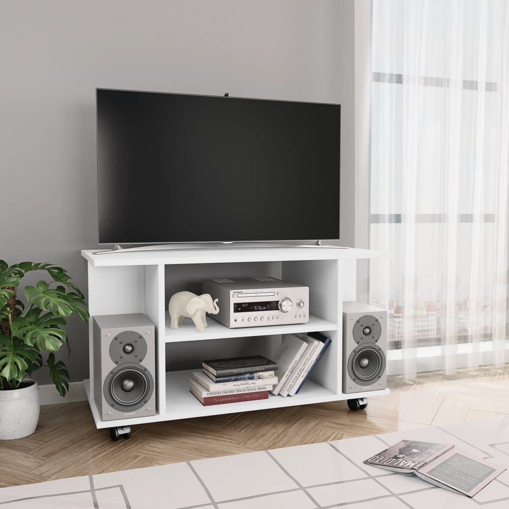 Meuble TV avec roulettes Blanc 80 x 40 x 40 cm Aggloméré