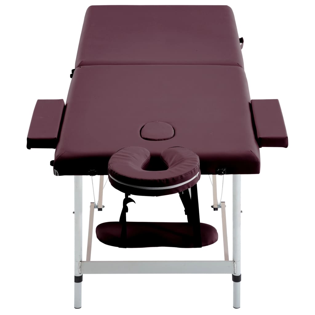 Table de massage pliable 2 zones Aluminium Violet vin