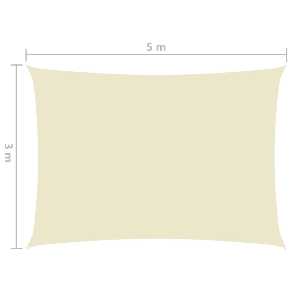 Voile de parasol Tissu Oxford rectangulaire 3x5 m Crème