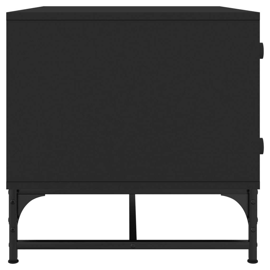 Table basse avec portes en verre noir 68,5x50x50 cm